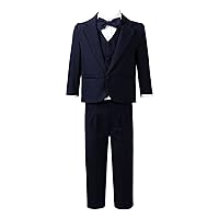 Boys' 5-Piece Tuxedo Set Dress Suits Slim Fit 5 Piece Double Breasted Blazer Boys Wedding Ring Bearer Outfit