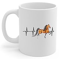 Red American Saddlebred Horse Heartbeat Lifeline Coffee Mug White Ceramic 11oz