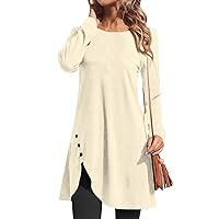 Fall Clothes for Women 2023 Fashion Fitting Casual Long Sleeved T-Shirt Trendy Tunic Tops Loose Fit Dressy