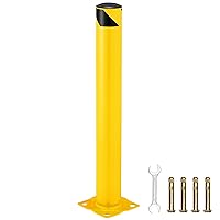 Sapodilla Safety Bollard Post,Yellow Powder Coated Parking Barrier 36in x 4.5in, Steel Bollard Driveway Barrier with 4 Free Anchor Bolts for Traffic-Sensitive Area,Garage and Parking Lot Driveway Barrier