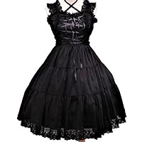 Women's Gothic Lolita Lace Trim Elegant Dress