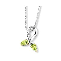 925 Sterling Silver Lobster Claw Closure and 14K Peridot Diamond Necklace 18 Inch Measures 13mm Wide Jewelry for Women