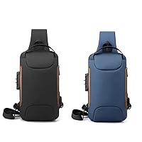 Sling Bag For Men Anti-Theft USB Crossbody Backpack Waterproof Chest Daypack (Black brown)