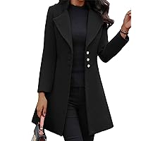 Women Elegant Notched Collar Breasted Wool Blend Over Coat Casual Cropped Blazer Jacket Open Front Cotton Cardigan
