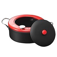 Comolife Non-stick Multi-purpose Deep fryer Iron wok, Iron pan, Color: Black x Red, Size: 12.60x9.45x5.12 inches, Made in Japan