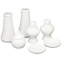 Kamitana-no-Sato Sato Ceramic 7-Piece Set, Medium, White, Sakakitate (3.5 x 5.9 cm), Juji: 2.5 inches (8.1 x 5.1 cm), Polka Dots (0.2 inches (5.5 x 5.1 cm), Plate (Sara): 2 inches (1.3 x 6.5 cm)