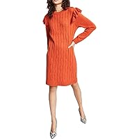 Womens Cable Knit Knee-Length Sweaterdress