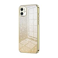 Phone Case Compatible with iPhone 11 Case,Clear Glitter Electroplating Hybrid Protective Phone Cover,Slim Transparent Anti-Scratch Shock Absorption TPU Bumper Case Compatible with 11 ( Color : Gold )