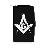 Freemason Logo Square Fashion Long Wallet for Men Women Coin Pouch Credit Card Holder Purses & ID Window