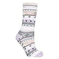 Womens Fair Isle Warm Non Skid Thermal Slipper Socks with Grippers