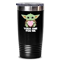 Cute Lovers Tumbler Gift For Girlfriend Boyfriend Wife Husband Spouse You-da One For Me Funny Baby Alien Anniversary Present Birthday Valentines Day Heart Youre The Insulated Cup With Lid Black 20 Oz
