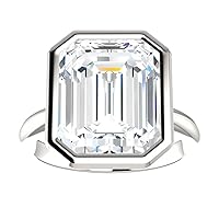 6 CT Emerald Cut Moissanite Diamond Handmade Engagement Ring Sterling Silver Solitaire Bridal Wedding Rings for Women, Anniversary Ring Gifts her