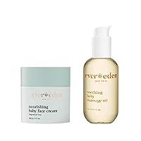 Evereden Soothing Baby Massage Oil, 4 fl oz & Nourishing Baby Face Cream, 1.7 oz | 2 Item Bundle Set | Clean and Unscented Baby Care