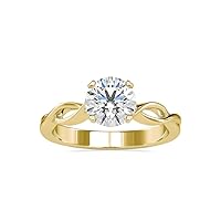 VVS Solitaire Ring in Twisted Flower Style with Round Moissanite Diamond in Heart Prong Holder in 18K White/Yellow/Rose Gold Infinity Ring for Women | Moissanite Engagement Ring (1.14 Ct, G-VS2)