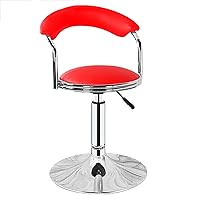 Stools,Swivel Chair Bar Stool Beauty Salon Barber with Backrest, Handle and Metal Chassis, Adjustable 39-54Cm/Red