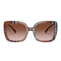 BURBERRY CAROLL BE 4323 400513 Brown Check Plastic Square Sunglasses Brown Gradient Lens