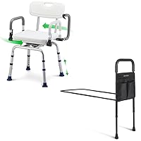 GreenChief Swivel Shower Chair for Inside Shower - Swivel Bath Chair for Seniors with Arms and Backrest & GreenChief Bed Assist Rail for Elderly Seniors, Adjustable Bed Rails for King Queen Full Twin