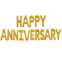 Tellpet HAPPY ANNIVERSARY Balloons, Anniversary Party Decorations, Gold, 16 Inch