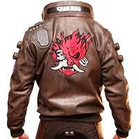 Discover the Handmade Halloween Cyber-Punk 2-0-7-7 Game-Inspired Samurai Cosplay Leather Bomber Jacket