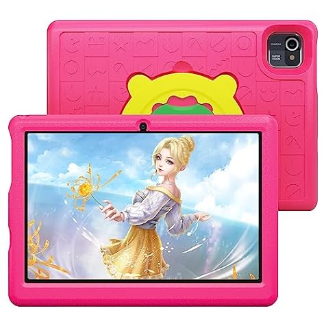 okaysea Kids Tablets 10" Android 12 Dual Camera 2GB RAM 32 GB ROM WiFi Parental Control Tablet (Pink)