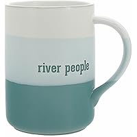 Pavilion - River People Ceramic 18-ounce Mug River Gifts for Men, Canoe, Aqua