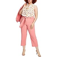 Womens Plus Textured High Rise Cropped Pants Pink 14W