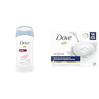 Antiperspirant Deodorant, Powder 2.6 Ounce (Pack of 6) & Beauty Bar Cleanser for Gentle Soft Skin Care Original Made With 1/4 Moisturizing Cream 3.75 oz