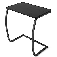 SRIWATANA Side Table, End Table, Vintage C-Shaped Couch Table for Sofa Laptop Coffee Snack, Black