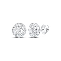 10K White Gold Mens Diamond Cluster Earrings 1/4 Ctw.
