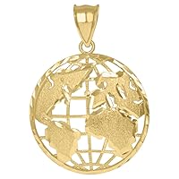 Diamond2Deal 10k Yellow Gold World Map Globe Charm Pendant for Mens