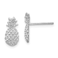 14k White Gold Polished and Textured Pineapple Post Earrings Measures 12mm long Jewelry for Women