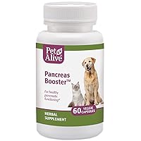 Pancreas Booster - All Natural Herbal Supplement for Pancreatic Health and Digestive Functioning in Cats and Dogs - Supports Healthy Insulin Production - 60 Veggie Caps
