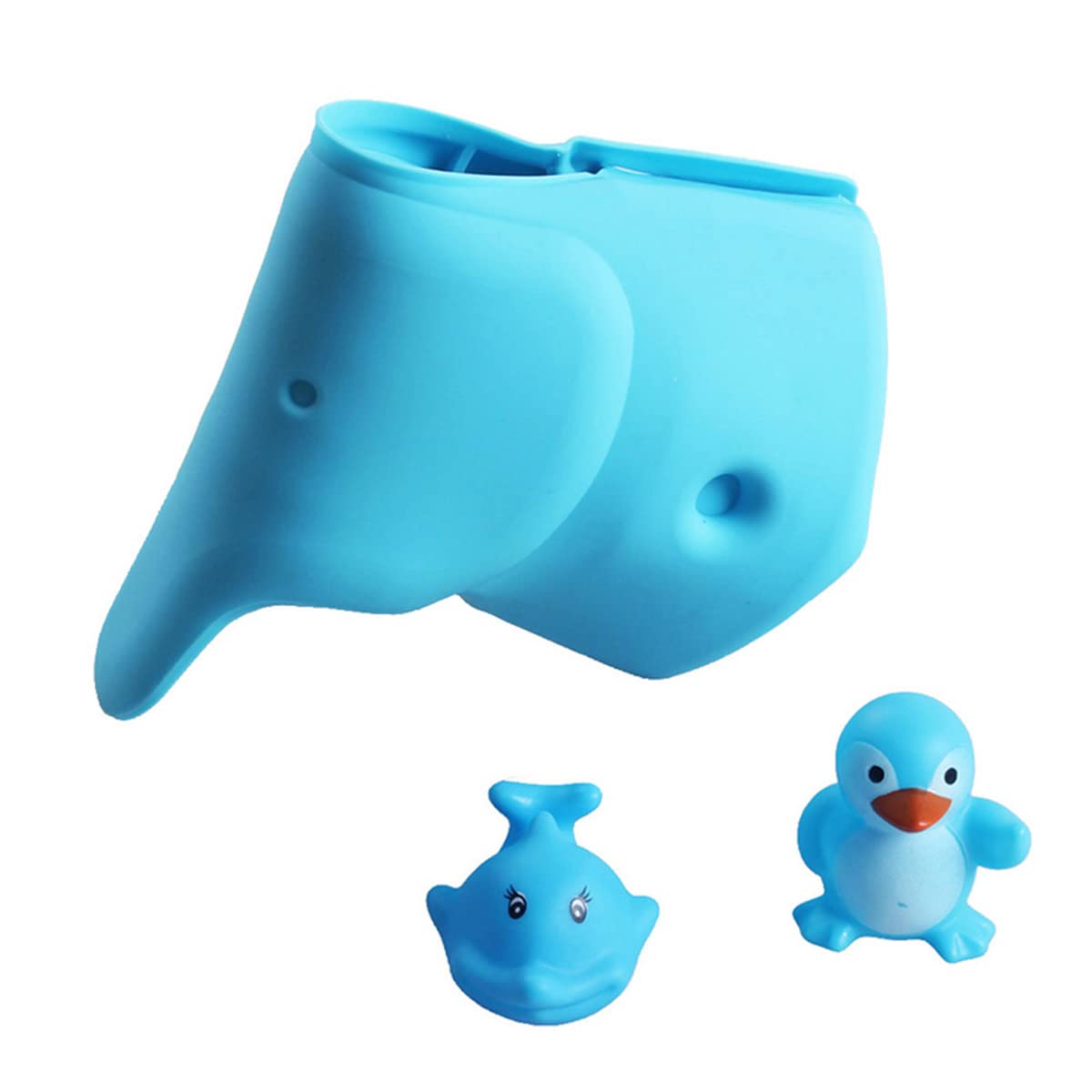 Bath Spout Cover - Faucet Cover Baby - Tub Spout Cover Bathtub Faucet Cover for Kids -Tub Faucet Protector for Baby - Silicone Spout Cover Blue Elephant - Kids Bathroom Accessories - Free Bathtub Toys
