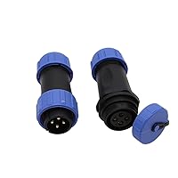 HangTon HE21 4 Pin Waterproof Aviation Connector Cable Plug Male Female Power Quick Disconnect Outdoor Wire Plug for LED/Marine/Lighting Application (Solder)