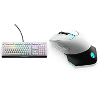 ALIENWARE Low Profile Gaming Keyboard, Mechanical, CherryMX Red Axis, English Sequence, AW510K, Lunarite, Wired/Wireless, Up to 300 Hours, Gaming Mouse, 7 Buttons, 16000 DPI Sensor, AW610M, Lunalite