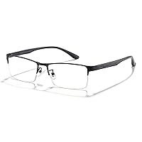 Blue Light Blocking Computer Glasses for Men Semi Rim Glasses Crystal Lens UV Blocking Gaming Eyeglasses Black Frame