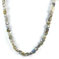 AqBeadsUk Semi Precious Stone Necklace Blue-Flash Labradorite Beads Handmade Gemstone Necklace for Women Healing