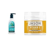 JASON Natural Body Wash & Shower Gel, Purifying Tea Tree, White, 30 Fl Oz (Pack of 1) & Moisturizing Creme, Vitamin E 25,000, Age Renewal, 4 Oz (Packaging may vary)
