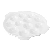 Happyyami 1pc Ceramic Snail Plate Escargots Baking Plate Divided Pan Oven Safe Bowls Escargot Trays Serving Dishes Oyster Plate Serving Lemon Plate Dinnerware Barbecue White Volute Ceramics