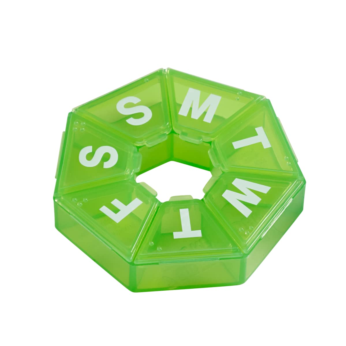EZY DOSE Weekly Pill Organizer and Planner, Travel Pill Planner, 7-Sided, Green (67009GAMT)