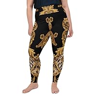 Plus Size Leggings for Women Girls Animal Aurelian Gold Black Yoga Pants