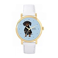 Black Dachshund Dog Watch Ladies 38mm Case 3atm Water Resistant Custom Designed Quartz Movement Luxury Fashionable