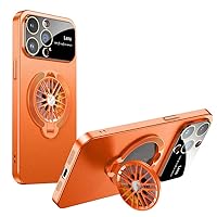 ZIFENGXUAN-Ring Case for iPhone 15 Pro Max/15 Pro/15 Plus/15, Magnetic Wireless Charging Phone Case, Lens Protection Shockproof Kickstand Case (15Pro,Orange)