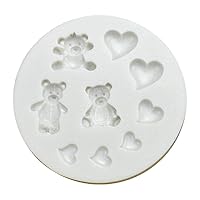 Silicone Cupcake Molds Fondant Mold Cake Decorating Gadgets Chocolate Mould Candy Moulds Cute Bear & Hearts Shape Silicone Fondant Molds