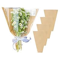 Flower Bouquet Sleeve Clear Cellophane Plastic Packaging Bags-50 Counts (Brown)