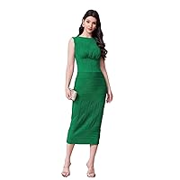 Summer Dresses for Women 2024 Textured Ruched Fitted Long Dress