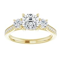 1.5 Carat Cushion Cut Three Stone Engagement Rings Solitaire Wedding Promise Gifts for Her