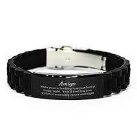 Bracelet For Amigo, When You're Feeling Low Just Hold It Really Tight, Birthday Christmas Motivational Inspirational Gifts For Him Her Engraved Jewelry For Men Women
