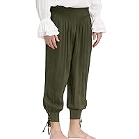 Boys Kids Medieval Ankle Pants Viking Pirate Renaissance Costume Lace Up Tapered Banded Navigator Trousers