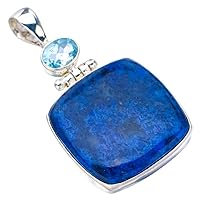 StarGems® Natural Sodalite Blue TopazHandmade 925 Sterling Silver Pendant 1.75